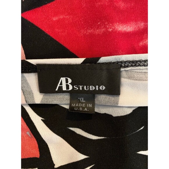 AB Studio Faux Wrap Blouse Plus Size XL Top Abstract Pattern Pink Gray + Stretch - Picture 8 of 12